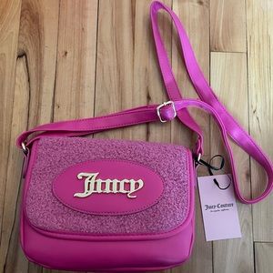 Brand new Juicy Couture hot pink purse with fur and gold lettering